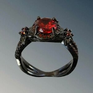 Garnet and black diamond ring size 11 #goth #darkromance #festival'